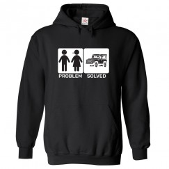 Problem Solved Funny Classic Unisex Kids and Adults Pullover Hoodie For Jeep Lovers							 									 									